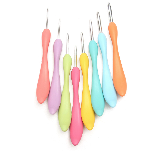 8Pcs-Soft-Plastic-Handle-Aluminum-Crochet-Hooks-Knitting-Needles-Yarn--Crochet-Tool-1186451