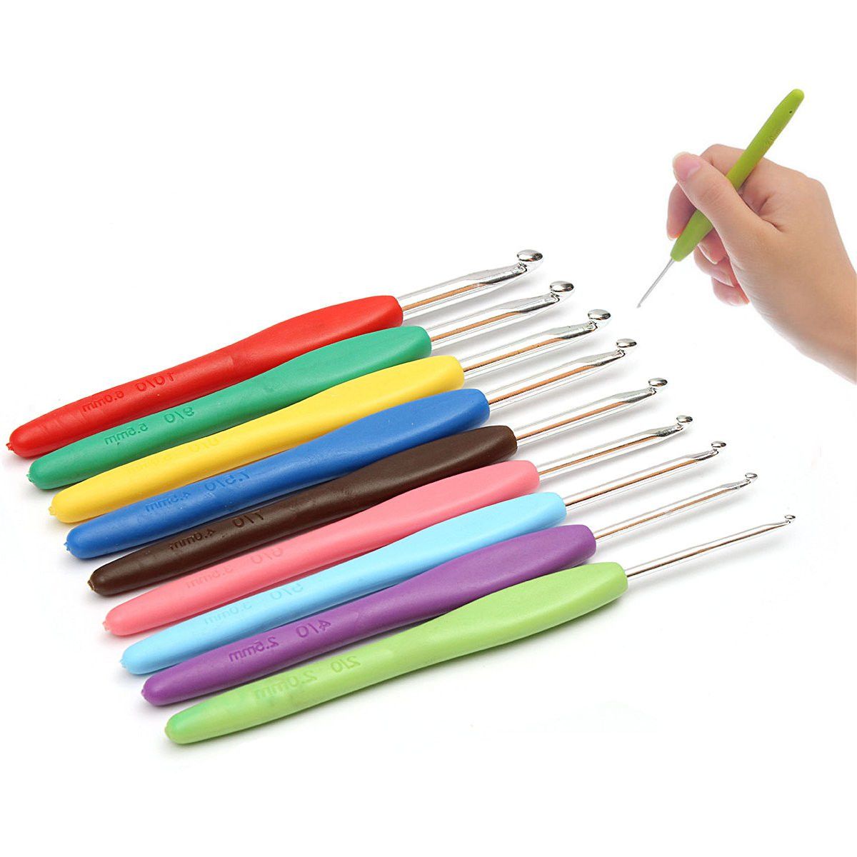 9Pcs-Multicolor-Aluminum-Crochet-Hooks-Knitting-Needles-Craft-Set-with-Plastic-Handle-1112298