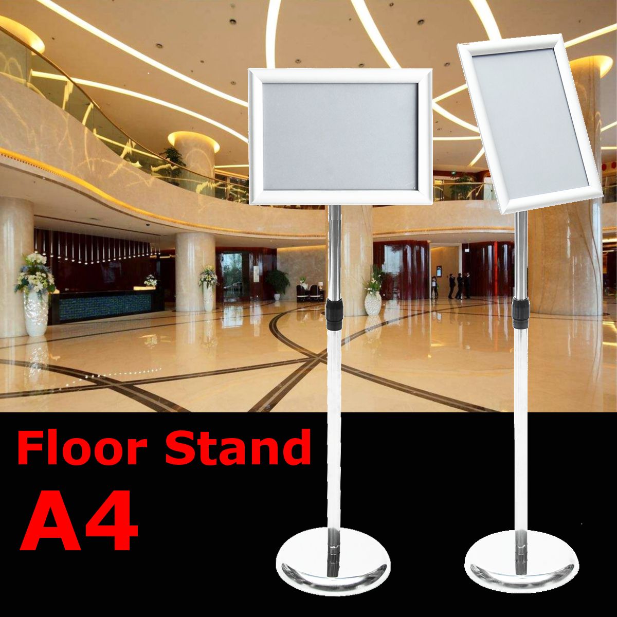Adjustable-A4-Metal-Display-Pedestal-Sign-Floor-Holder-Stand-Poster-Silver-HQ-1384340