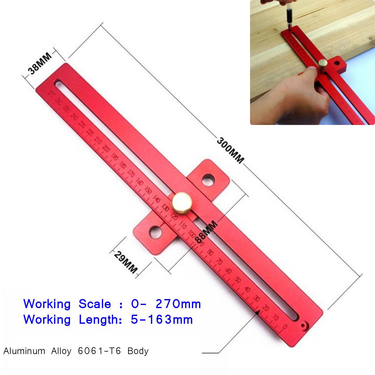 Aluminum-270mm-Scale-Wood-Measure-Ruler-Straight-Line-Drawing-Woodworking-Tool-1276569