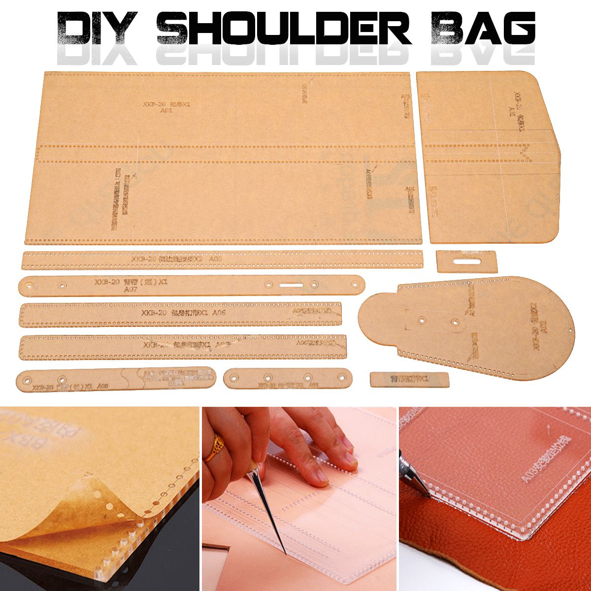 DIY-Leather-Craft-Acrylic-Lovely-Shoulder-Bag-Stencil-Templates-Acrylic-Template-Pattern-1354525