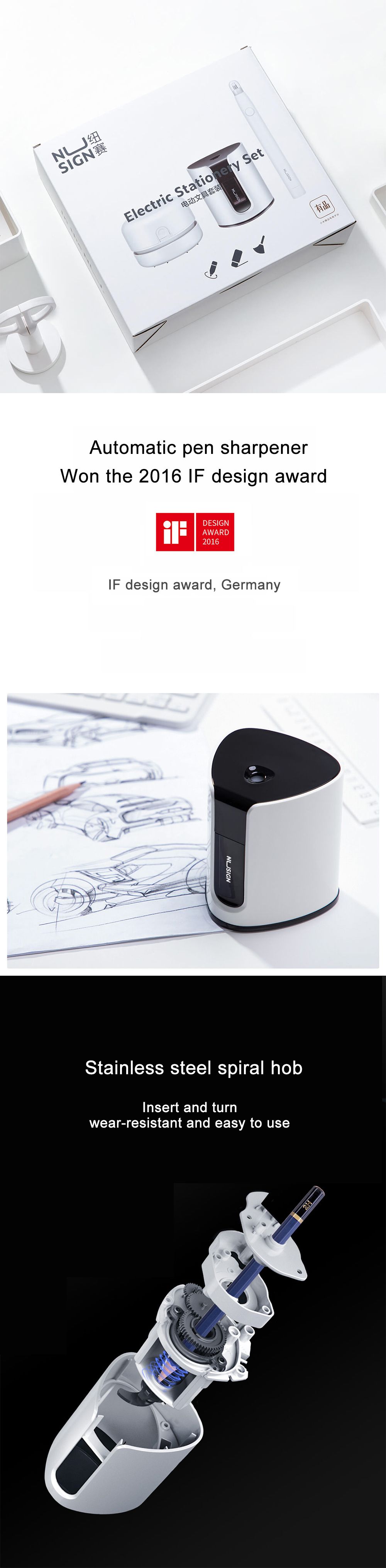 NUSIGN-Smart-Fashion-Electric-Stationery-Set-NSYP002-White-Electric-Pencil-Sharpener--Desktop-Cleane-1540146