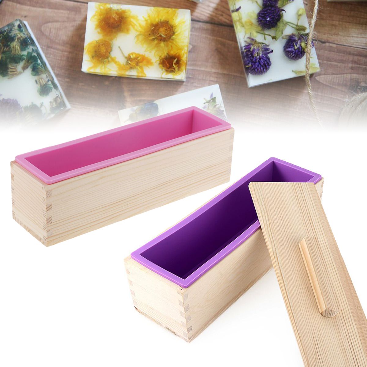 New-Wood-Loaf-Soap-Mould-with-Silicone-Mold-Cake-Making-Wooden-Box-Soap-1602226