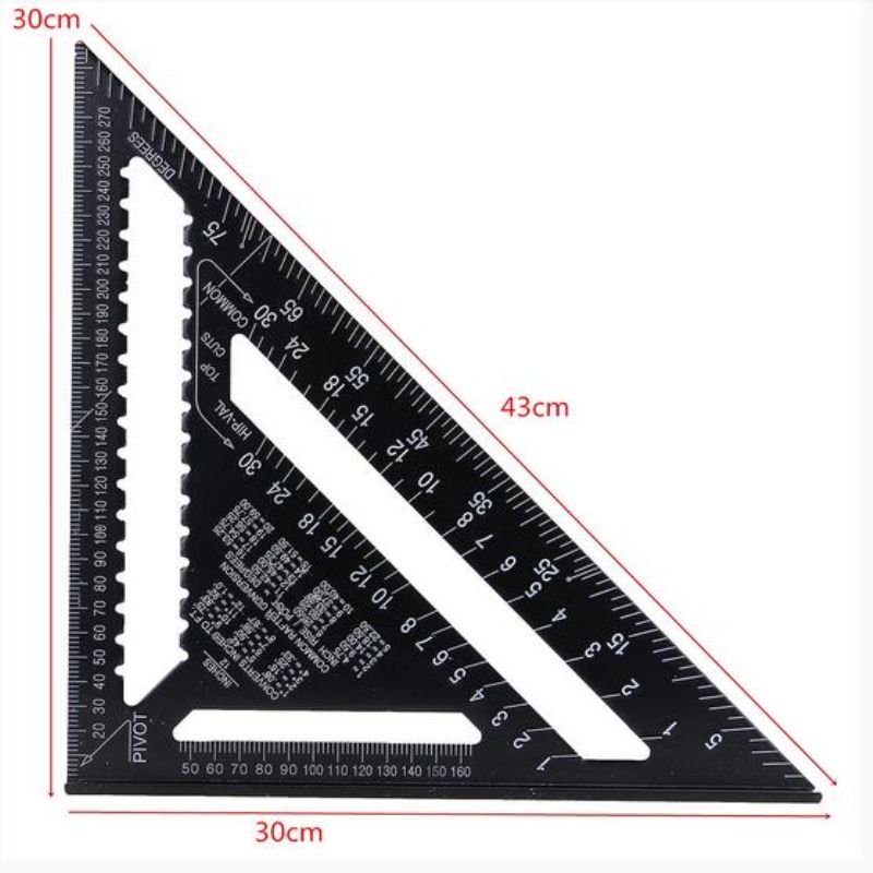 Raitool-AR01-43X30X30cm-Metric-Aluminum-Alloy-Triangle-Ruler-Black-Triangular-Ruler-1134955