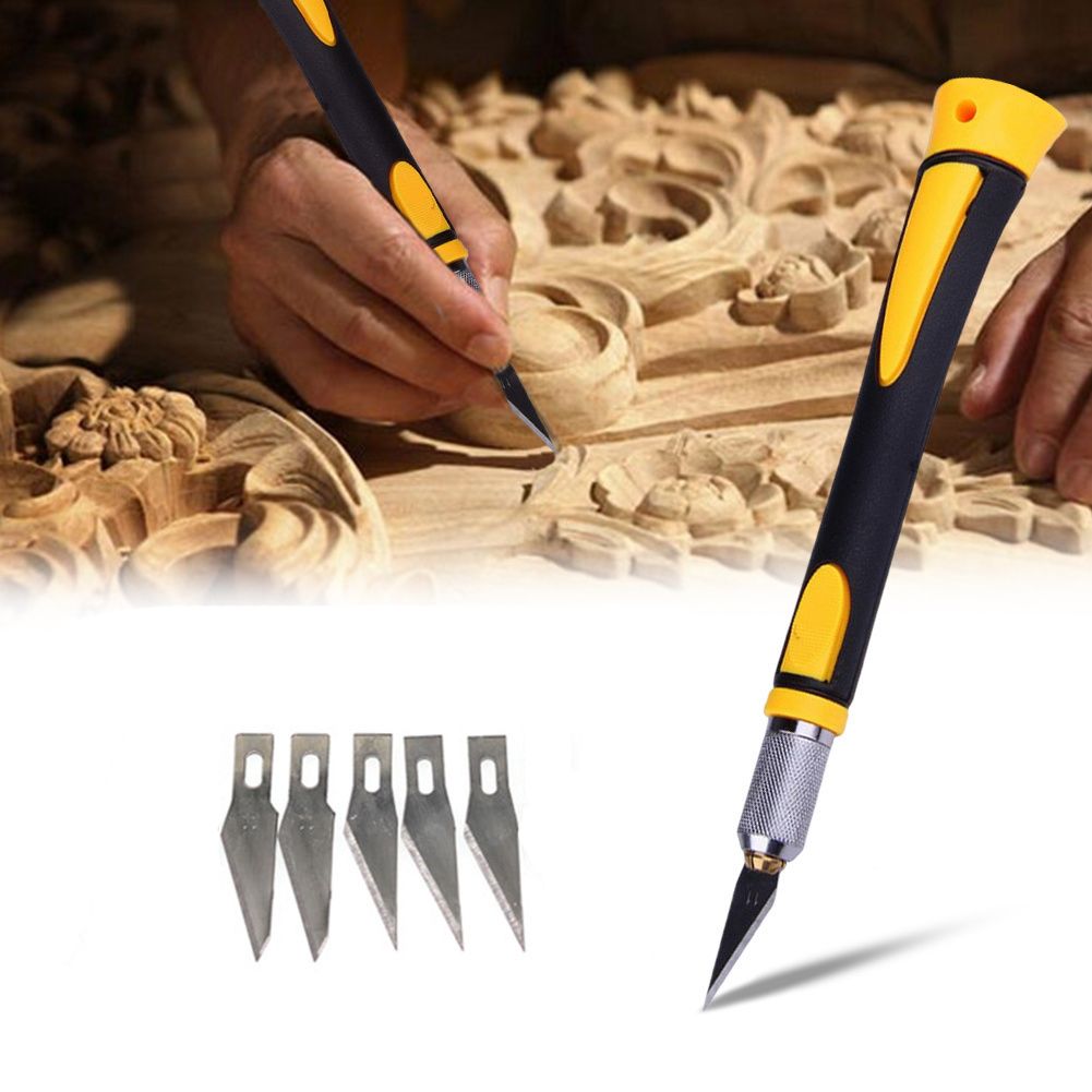 Wood-Carving-Tool-Sharp-Non-slip-Handle-Crafts-Art-Hobby-Sculpture-Cutter-Tool-with-5Pcs-Blades-1354140