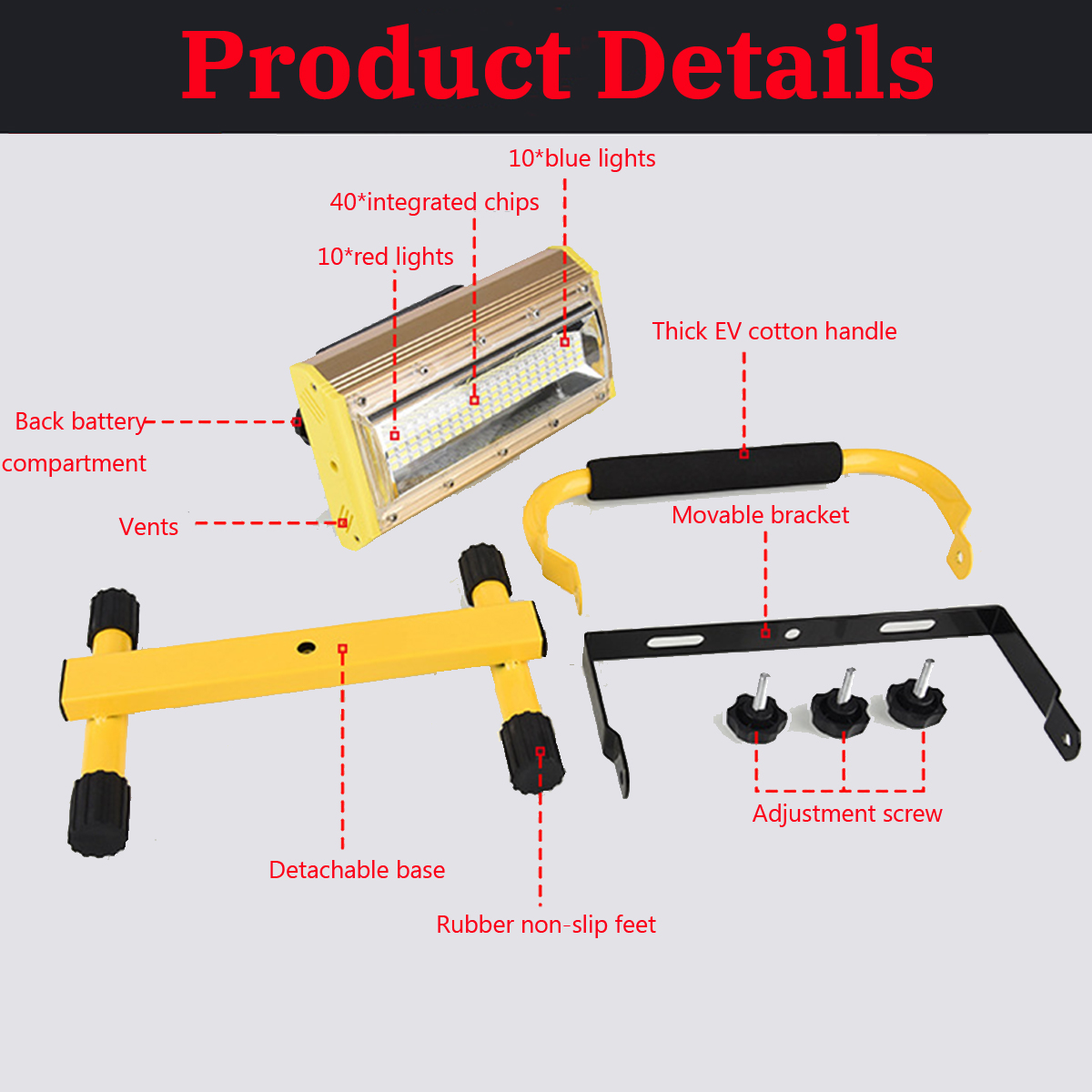 100W-37V-2400Lumens-3Modes-Rechargeable-LED-Floodlight-IP64-Waterproof-Security-Light-1581044