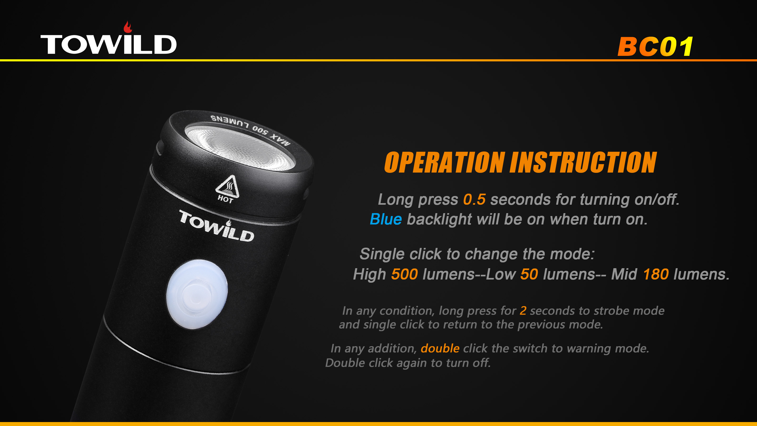 2-in1-TOWILD-BC01-XP-G2-S3-500LM-5Modes-Multi-function-EDC-Flashlight--Removable-Bicycle-Light-with--1305474