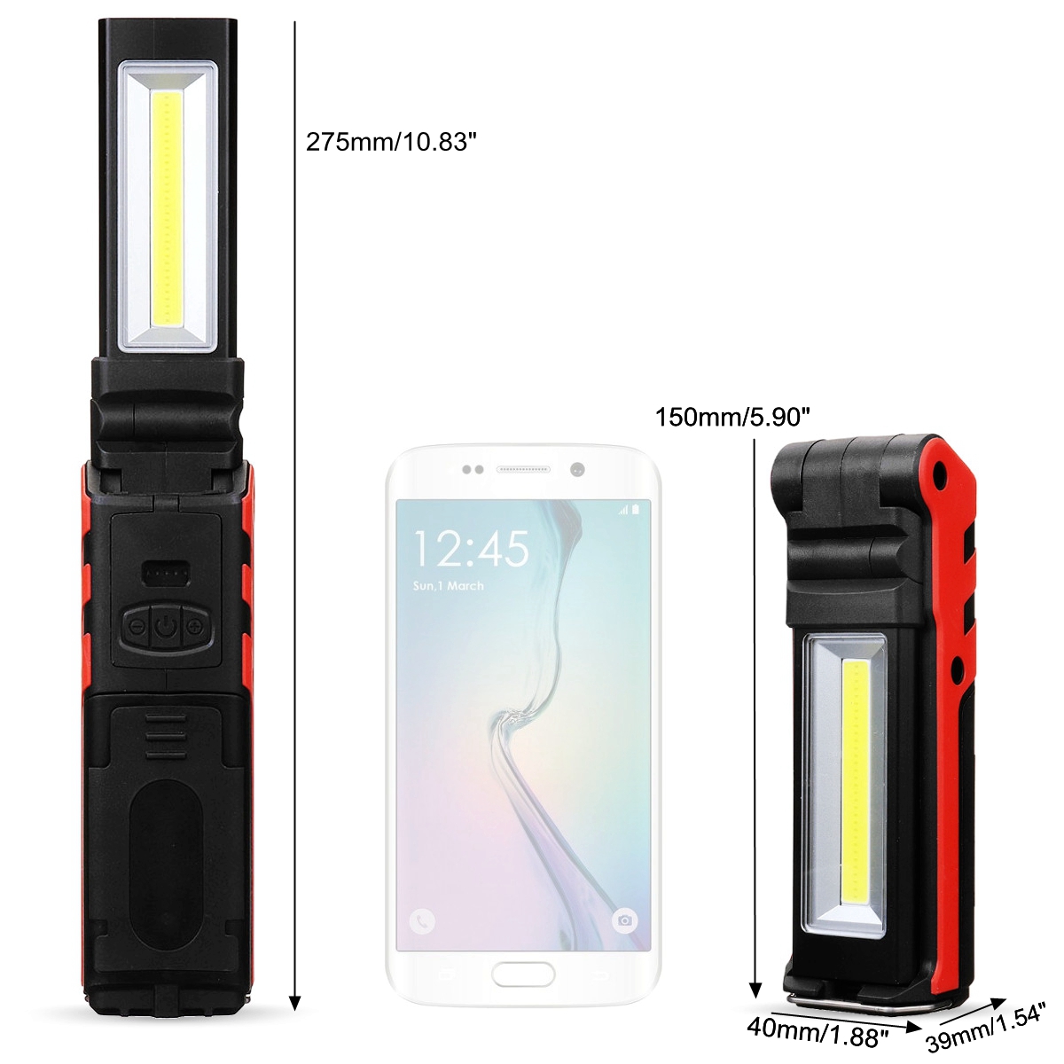 2LEDCOB-400LM-USB-Rechargeable-Foldable-Car-Maintenance-Light-Work-Light-LED-Flashlight-Power-Bank-1632766