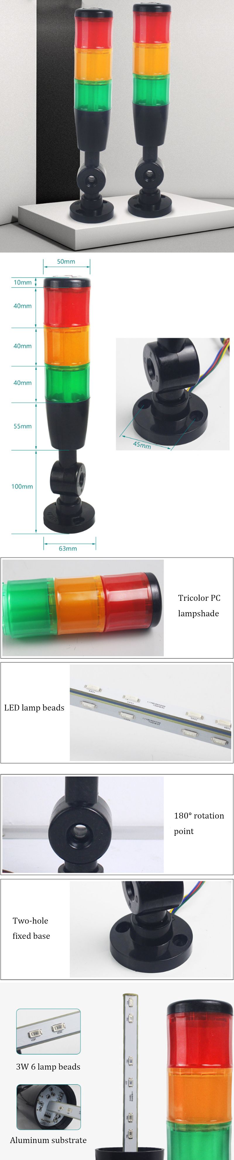 9W-Warning-Signal-Light-6-Lamp-Beads-3-Layers-Tower-Lights-Outdoor-Camping-Hunting-Rotate-LED-Emerge-1398815