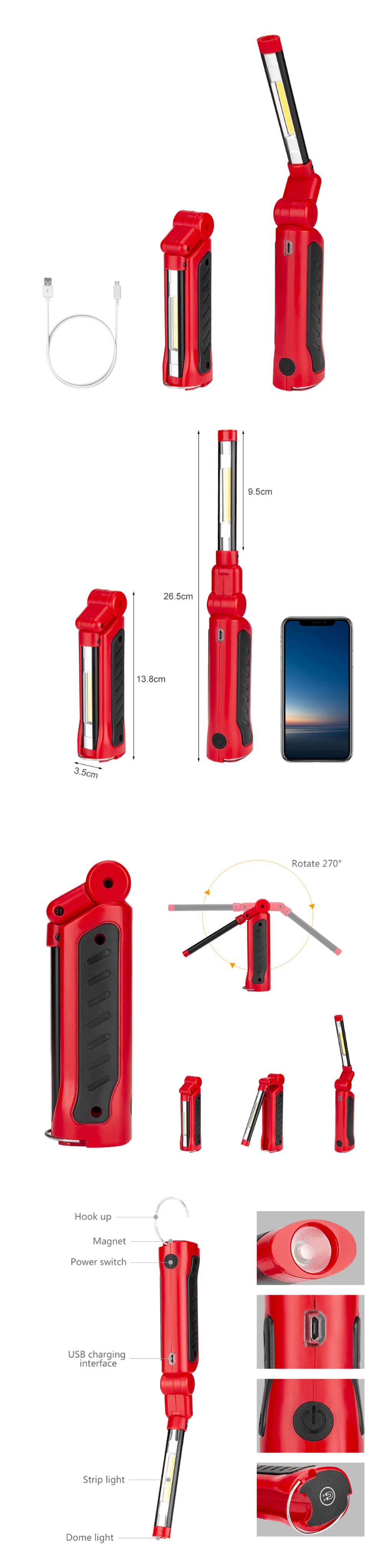 COB3W-LED-270deg-Rotation-USB-Rechargeable-Work-Light-4-Modes-Emergency-Magnetic-Tail-Flashlight-1673853