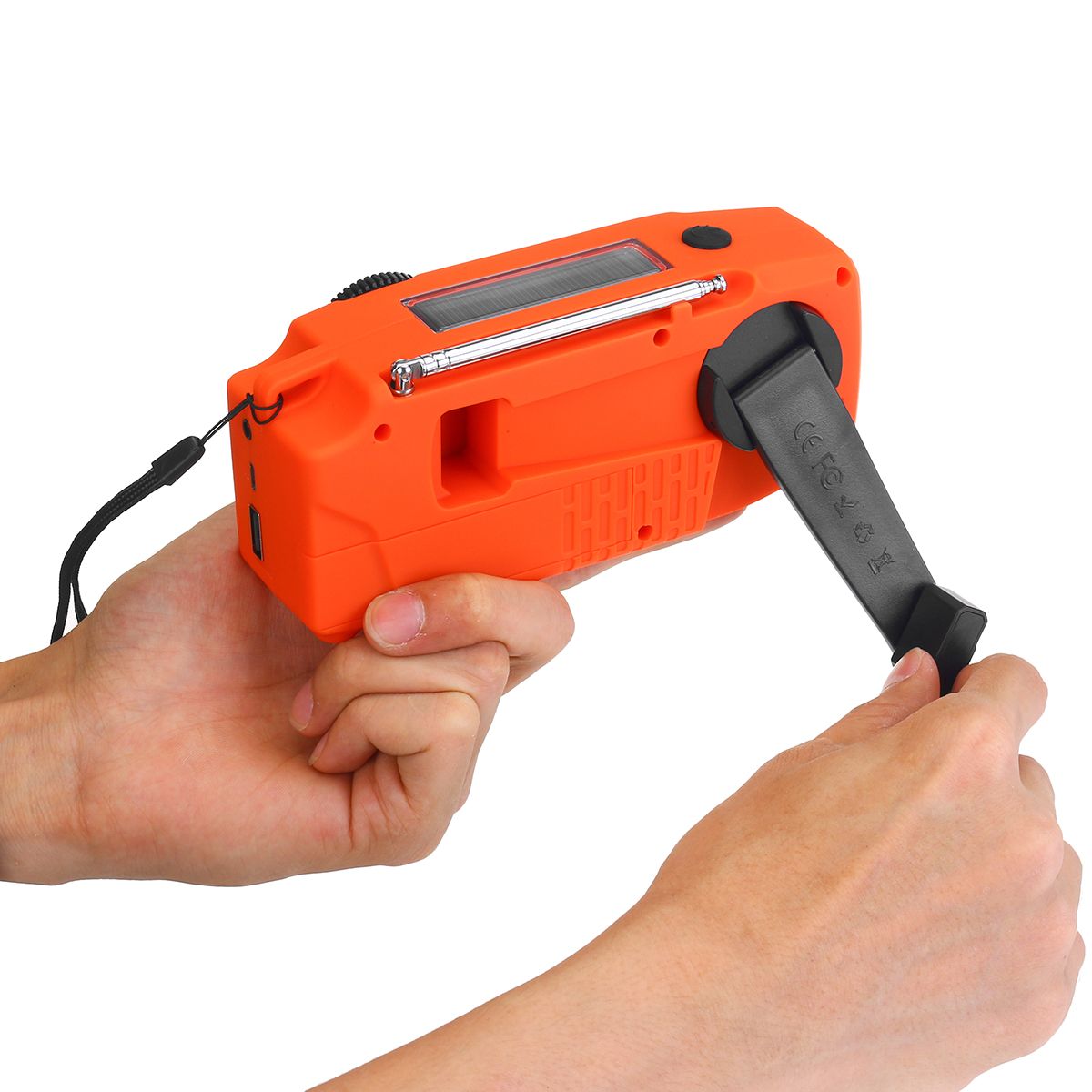 Emergency-Hand-Crank-Self-Powered-AMFM-NOAA-Solar-Weather-Radio--Powerful-Strong-Flashlight--1000mAh-1696666