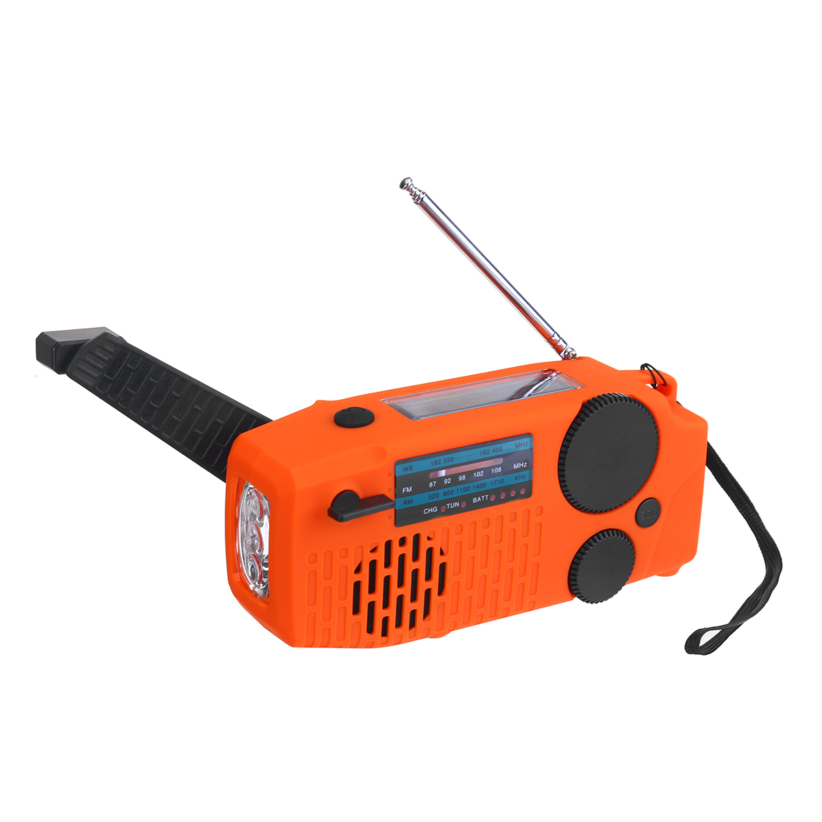 Emergency-Hand-Crank-Self-Powered-AMFM-NOAA-Solar-Weather-Radio--Powerful-Strong-Flashlight--1000mAh-1696666