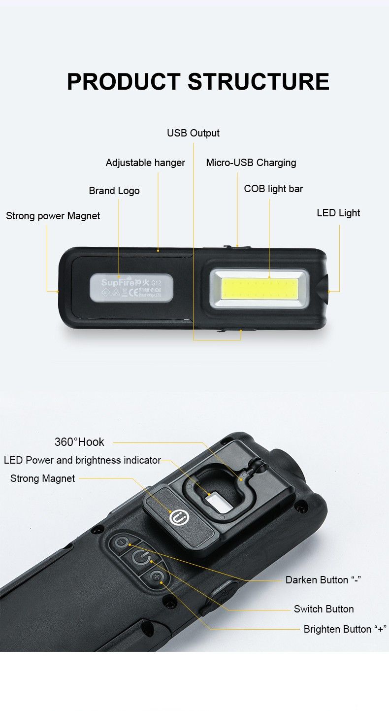 SupFire-G12-XPG-LEDCOB-2Modes-180deg-Rotatable-USB-Rechargeable-Worklight-Set-Outdoor-Multifunctiona-1561859