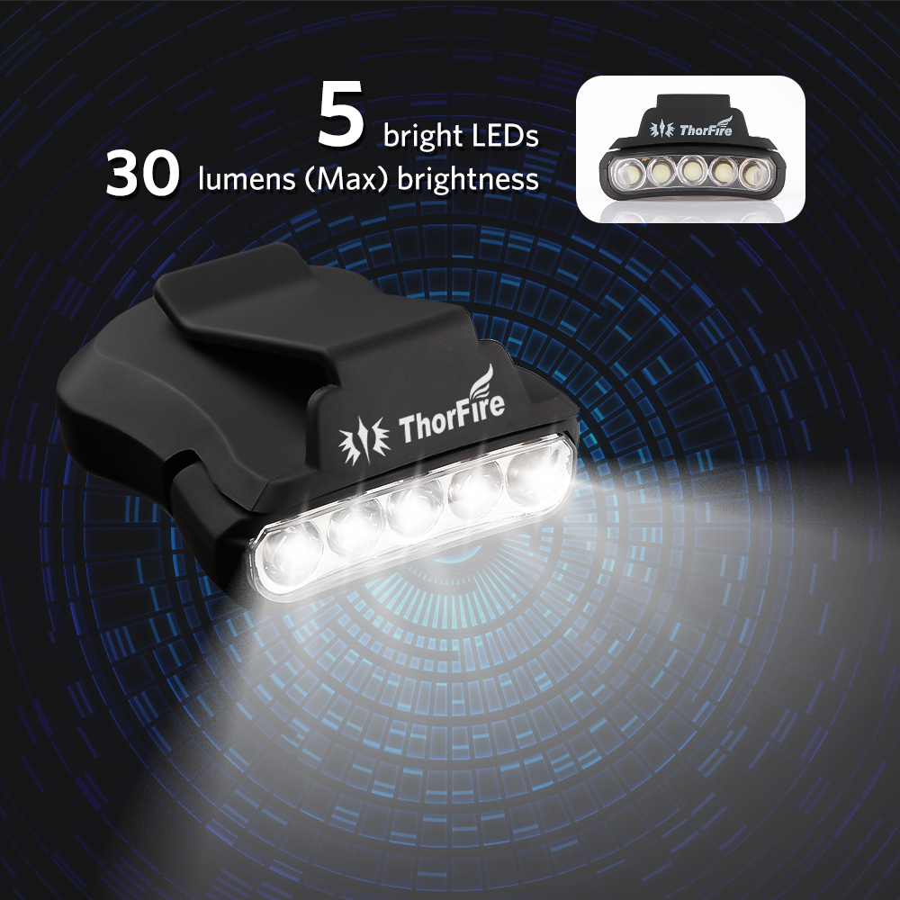 ThorFire-30LM-5-LED-Hat-Clip-Light-Hands-Free-Rotatable-Ball-Cap-Visor-Light-Perfect-for-Hunting-Cam-1114220