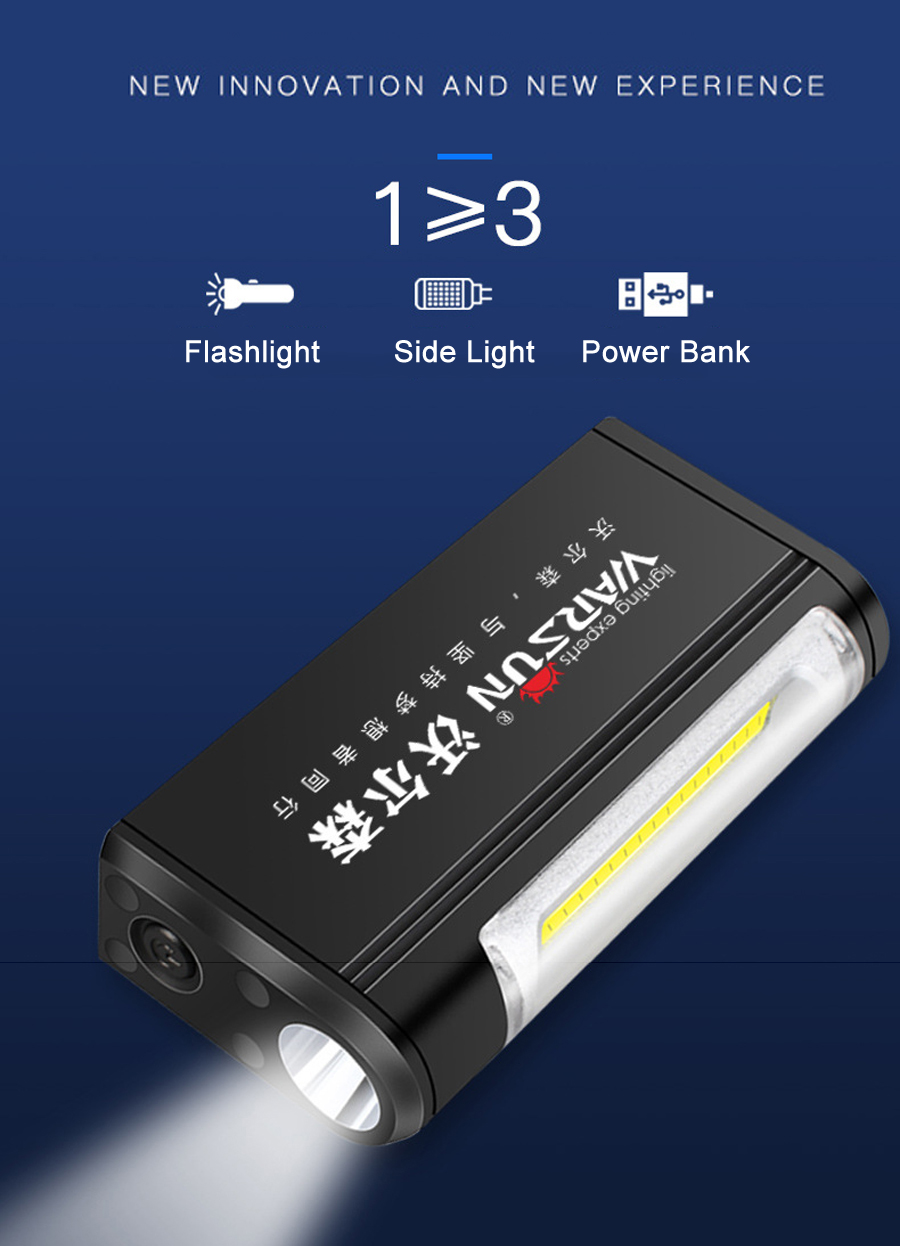 WARSUN-Y35-LEDCOB-350LM-Powerful-Flashlight-Rechargeable-Magnetic-LED-Torch-Emergency-Power-Bank-1398785