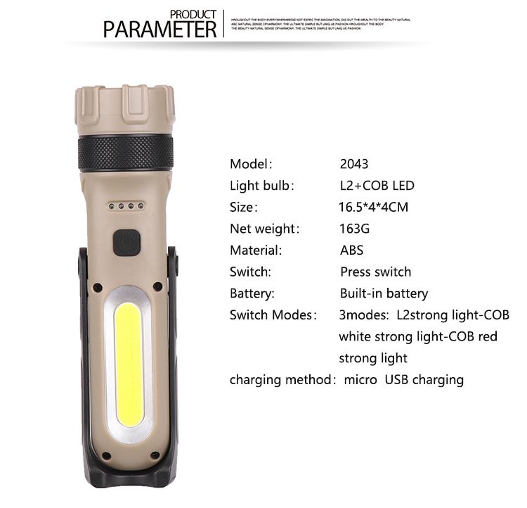 XANES-FL14-L2COB-1800LM-Multifunction-Magnetic-Bracket-LED-Flashlight-3-Modes-USB-Rechargeable-Built-1685786