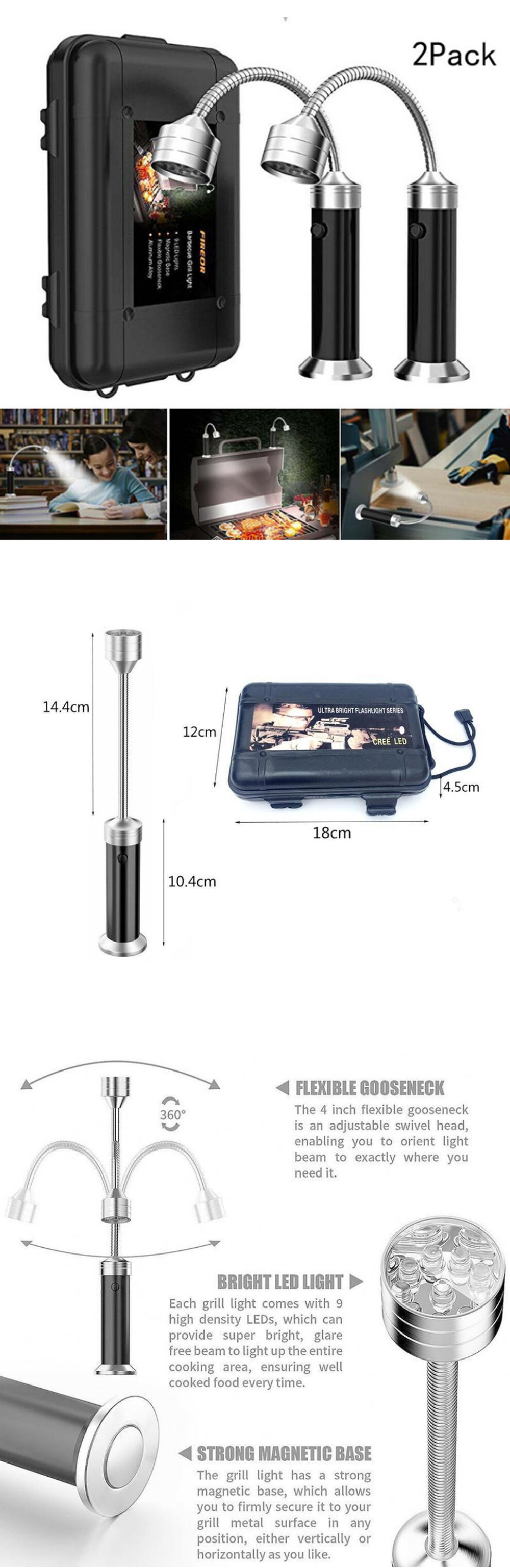 XANESreg-2PCS-BBQ-Grill-Light-Magnetic-Base-LED-Flashlight-360deg-Adjustable-Gooseneck-Work-Light-Ca-1762706
