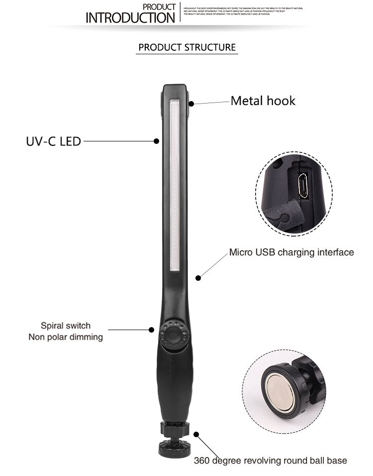 XANESreg-580A-395-1800mAh-LED-UV-Lamp-Stepless-Dimming-USB-Rechargeable-360deg-Rotation-Germicidal-L-1685988