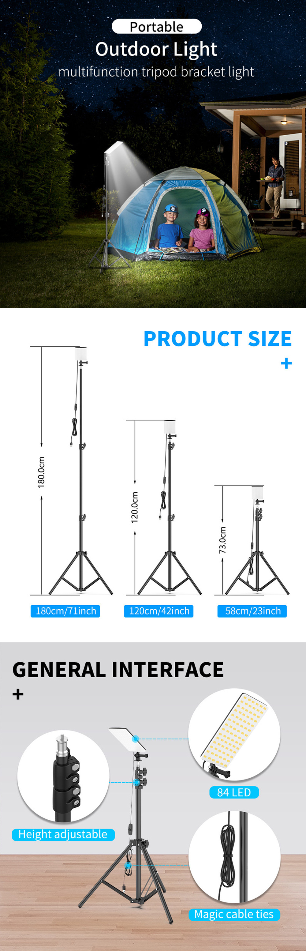 XANESreg-84LEDs-1680LM-18m-Height-Adjustable-LED-Camping-Light-with-Tripod-6500-7000K-Brightness-Sta-1756878