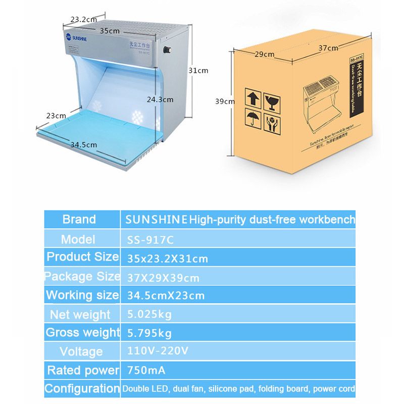 SUNSHINE-SS-917C-AC110VAC220V-Dust-Free-Working-Room-Anti-Dust-Working-Bench-Adjustable-Wind-Cleanin-1650261