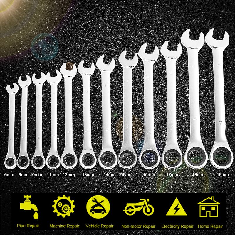 12Pcs-6-19mm-Ratchet-Wrench-Set-Ratcheting-Spanner-Car-Repair-Tool-DIY-Open-Ring-1047466