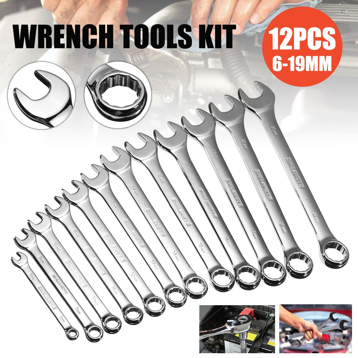 12pcs-Spanners-Wrench-Chrome-Vanadium-Steel-Polished-Tool-Set-Kit-6-19mm-1262792