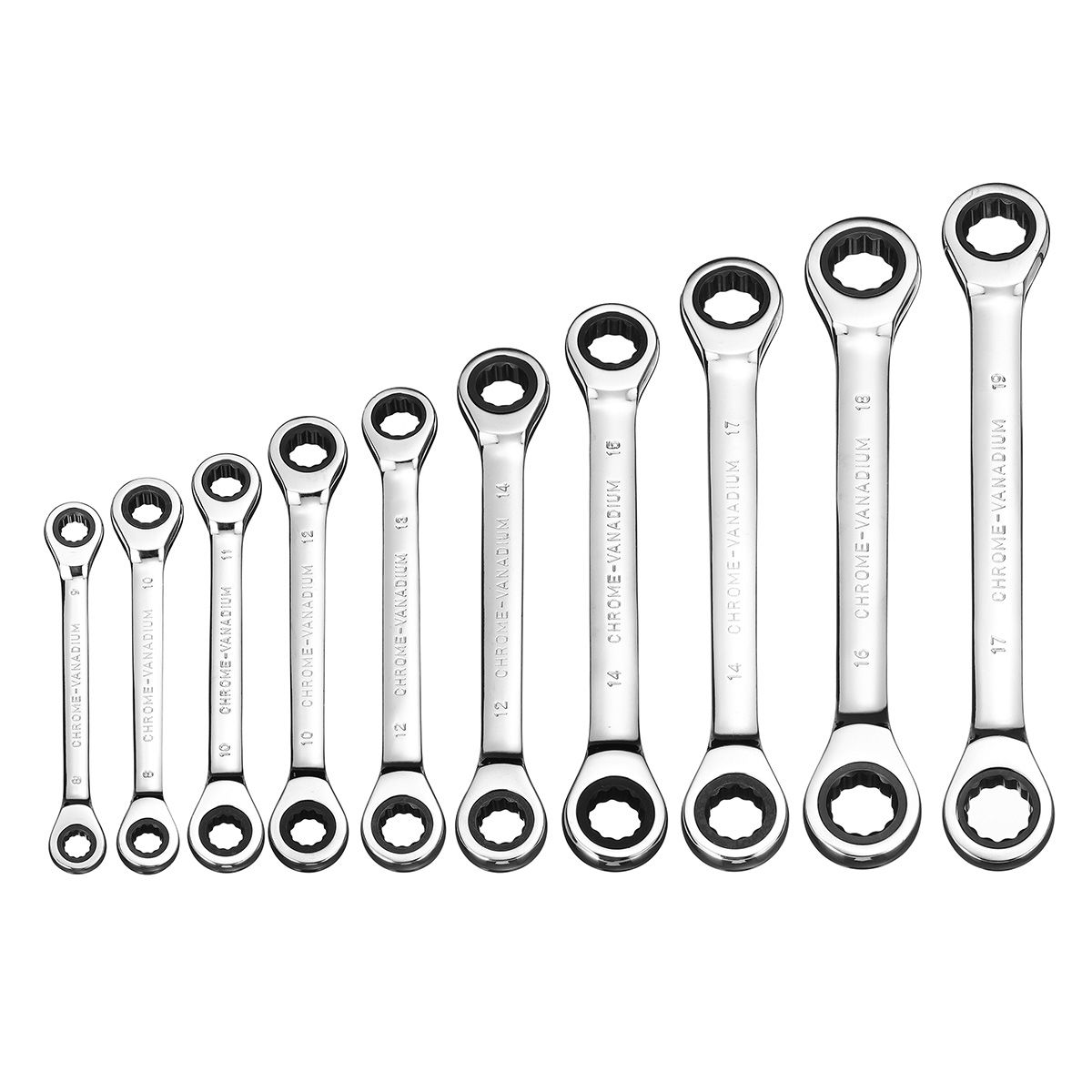 8-19mm-Steel-Metric-Fixed-Head-Ratchet-Spanner-Gear-Wrench-Double-End-Ring-Tool-1528692