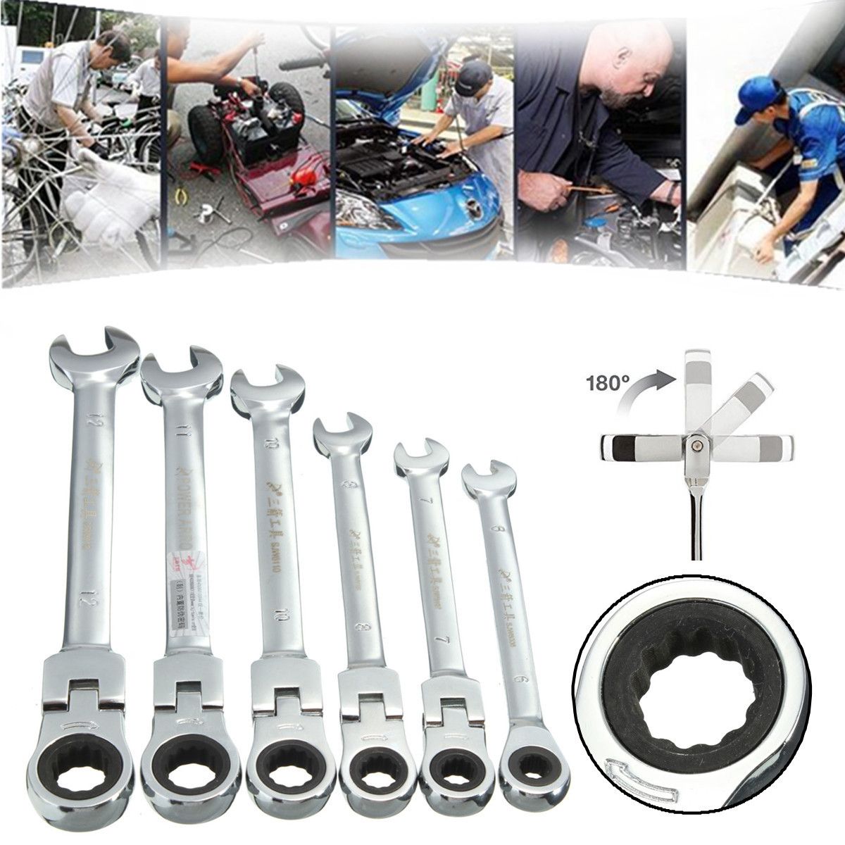 DANIU-6pcs-a-Set-6mm-12mm-Flexible-Pivoting-Head-Ratchet-Combination-Spanner-Wrench-Garage-Metric-To-1069428