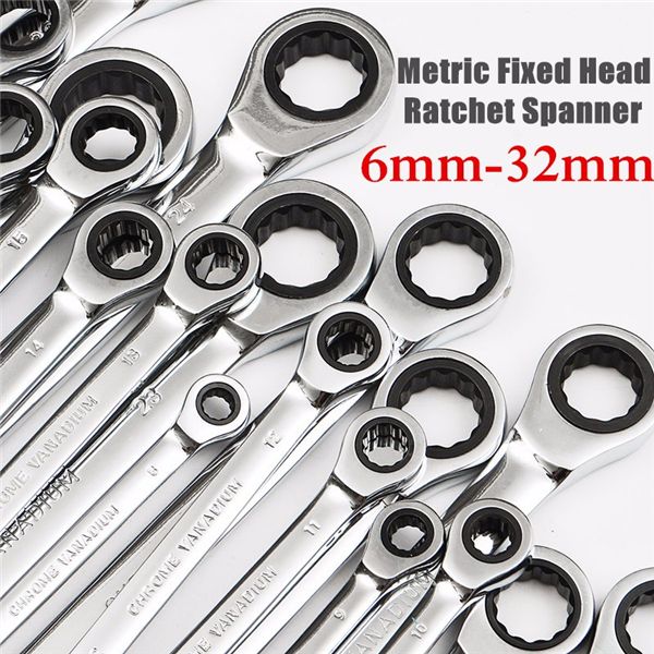 Raitooltrade-HT01-Chrome-Vanadium-Steel-Metric-Ratchet-Spanner-Gear-Wrench-Fixed-Head-6-32mm-1089483