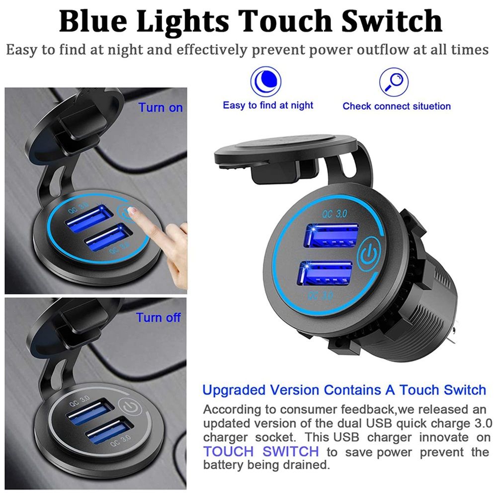 12-24V-QC-30-Fast-Dual-USB-Charger-Touch-Switch--Waterproof-Accessory-For-Motorcycle-Car-Truck-Boat-1823784